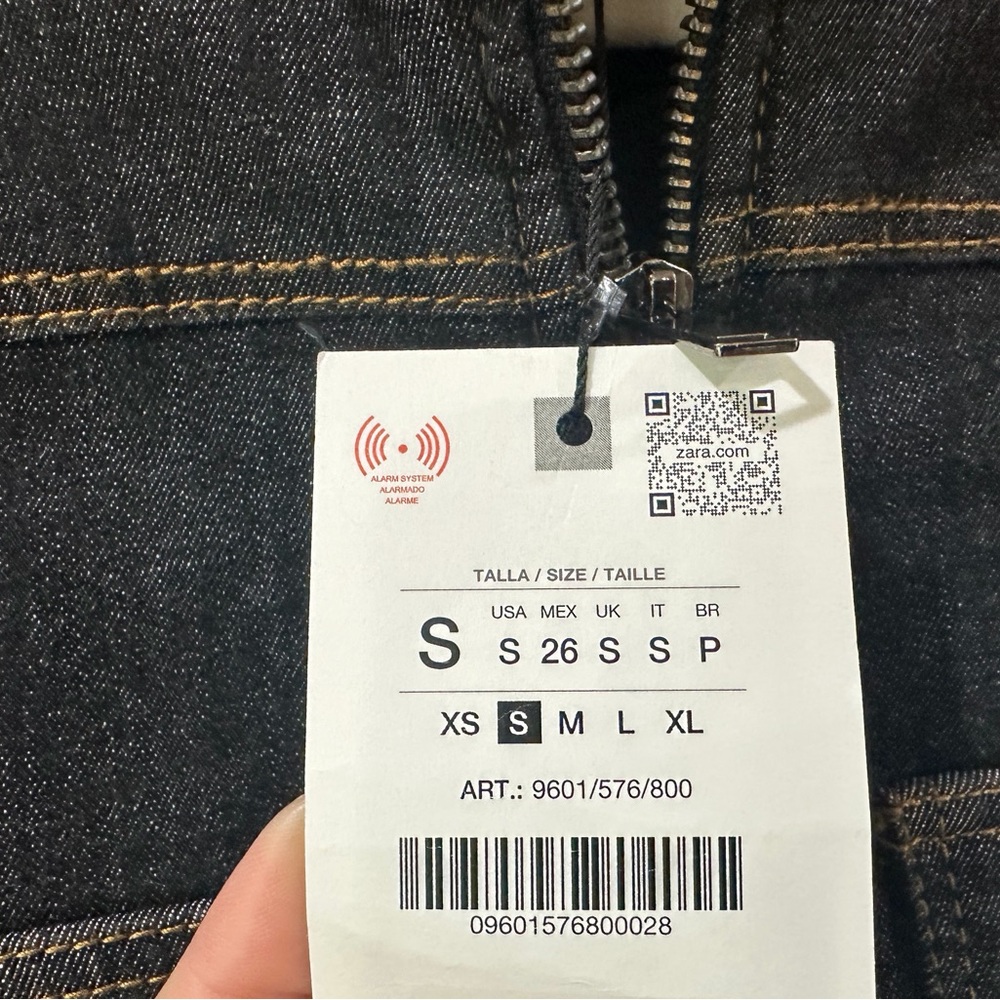 NWT ZARA Dark Wash Oversized Jean Jacket Big Front Patch Pockets Rigid Cotton S - Picture 8 of 12